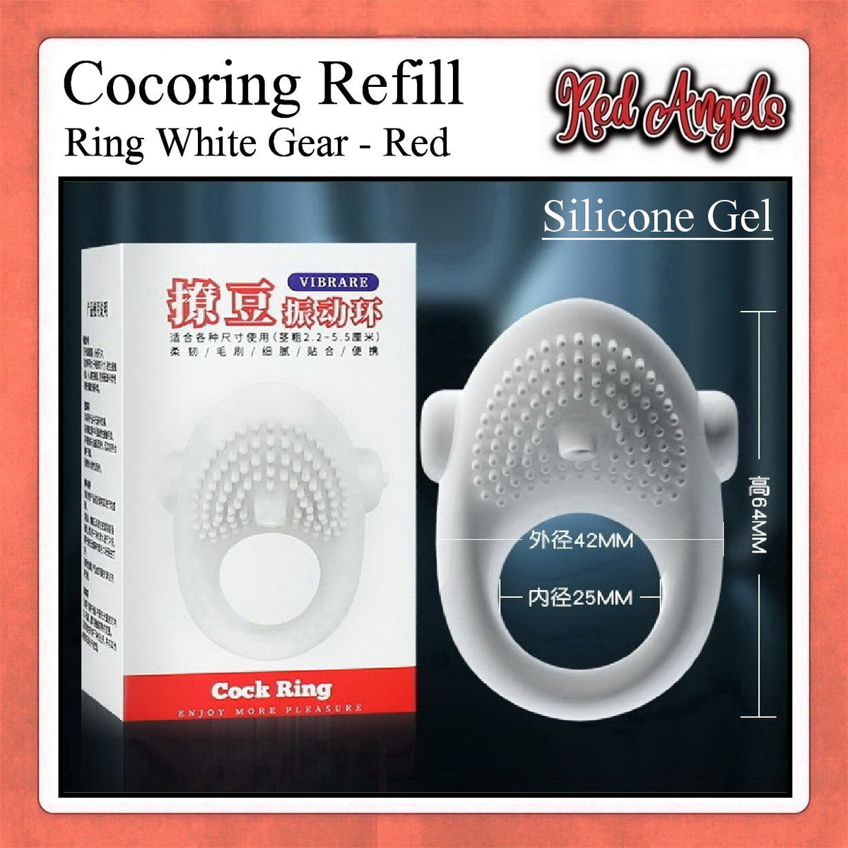 Pekalongan Red Angels Vibrator Pria White Gear Silicon Gel