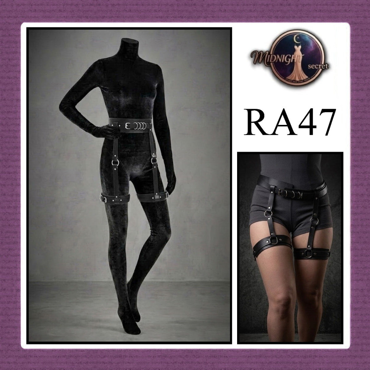 Pekalongan Midnight Body Sexy Harness RA47 - Lingerie Fashion Gothic Streetwear PU Leather