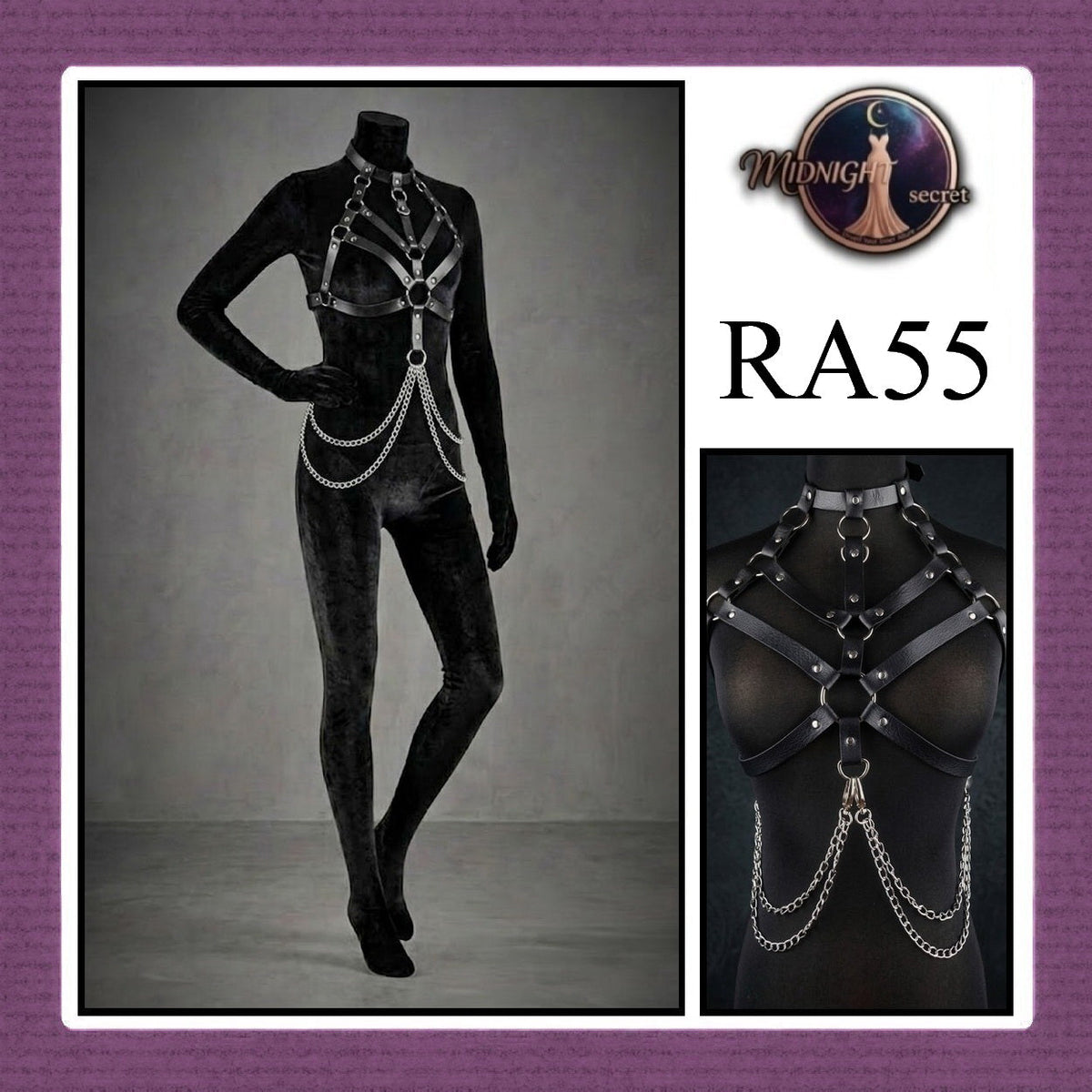 Pekalongan Midnight Body Sexy Harness RA55 - Lingerie Fashion Gothic Streetwear PU Leather