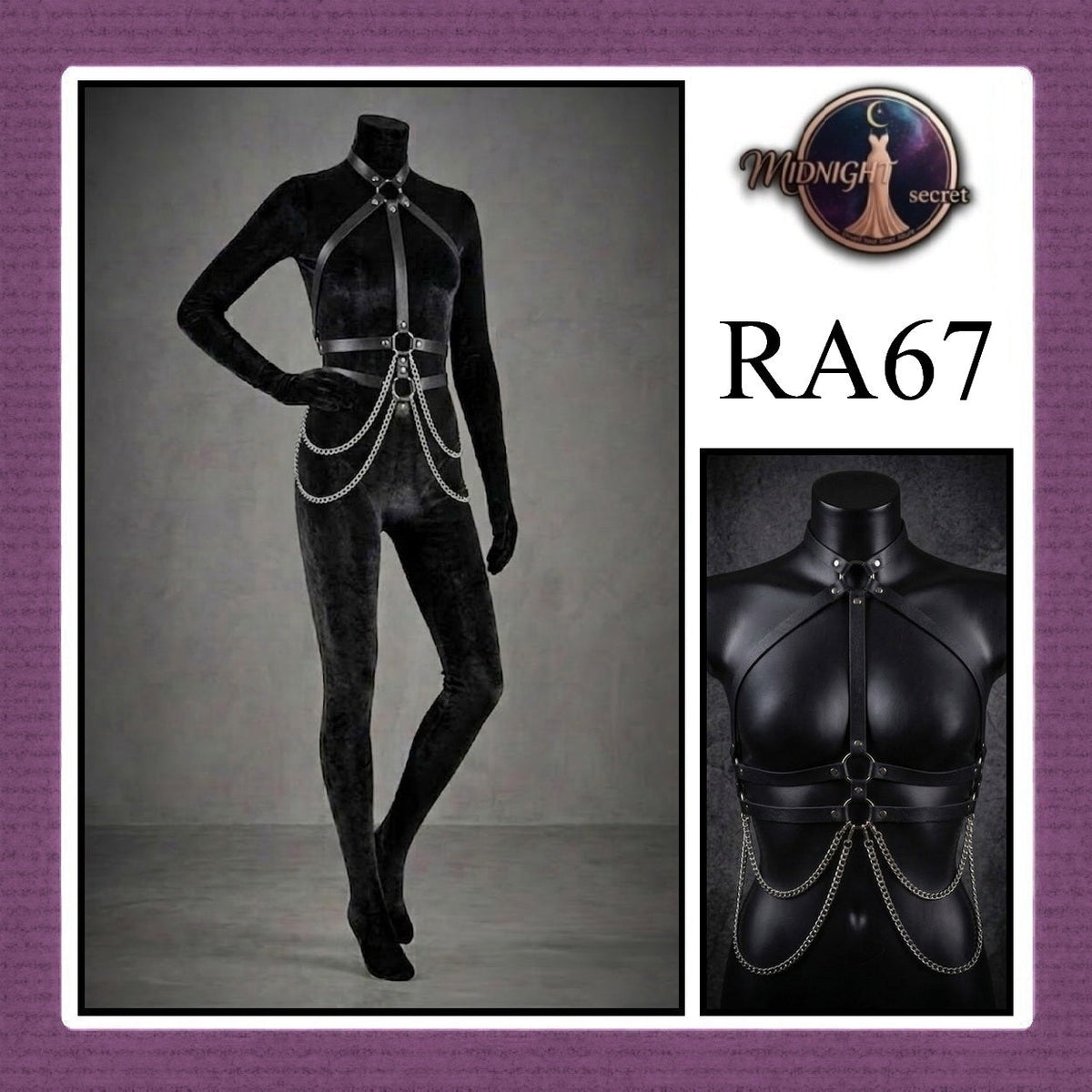 Pekalongan Midnight Body Sexy Harness RA67 - Lingerie Fashion Gothic Streetwear PU Leather