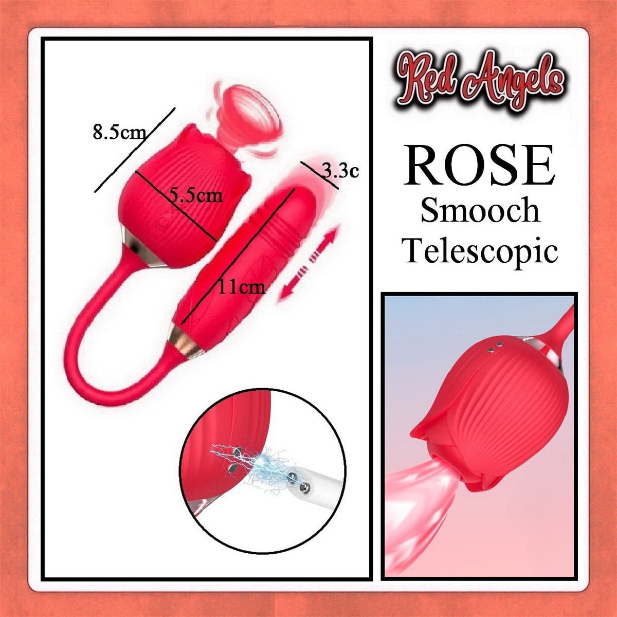 Pekalongan Red Angels Vibrator ROSE Smooch Telescopic Charger