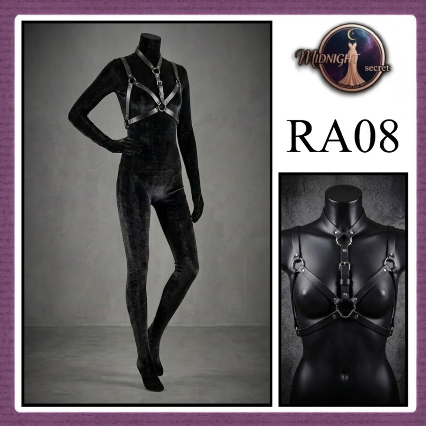 Midnight Body Sexy Harness RA08 - Lingerie Fashion Gothic Streetwear PU Leather