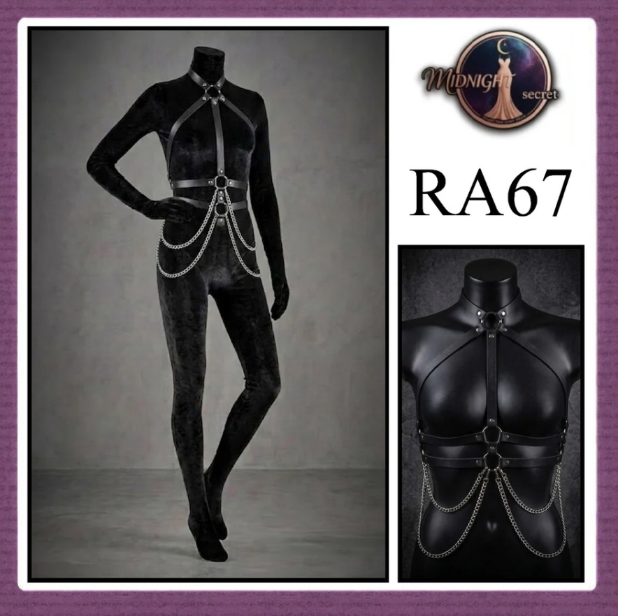Midnight Body Sexy Harness RA67 - Lingerie Fashion Gothic Streetwear PU Leather
