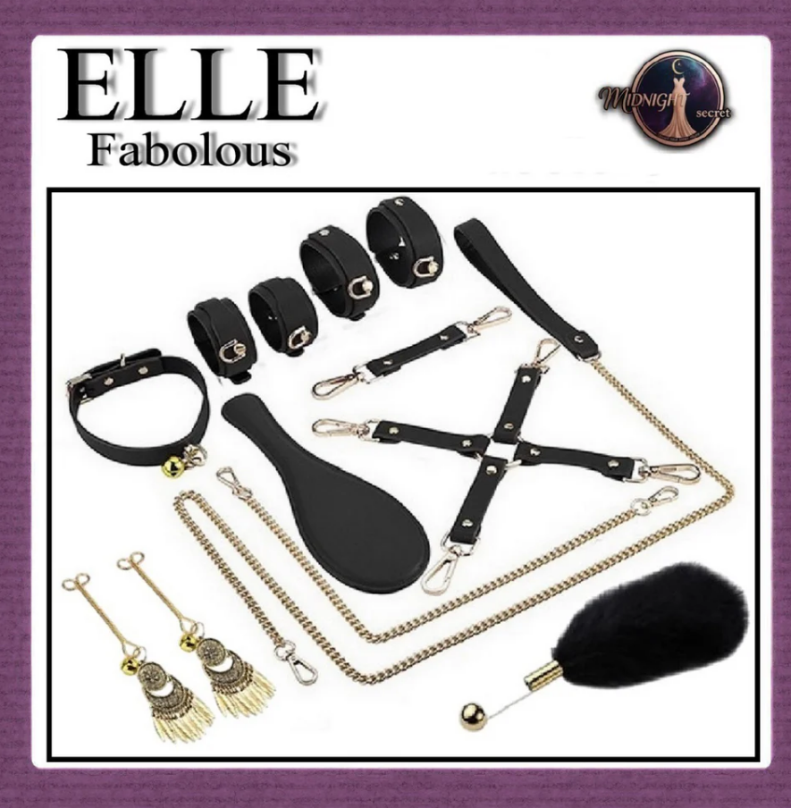 Midnight Set Premium BDSM Fashion Toys ELLE FABOLOUS Warna Black / Hitam