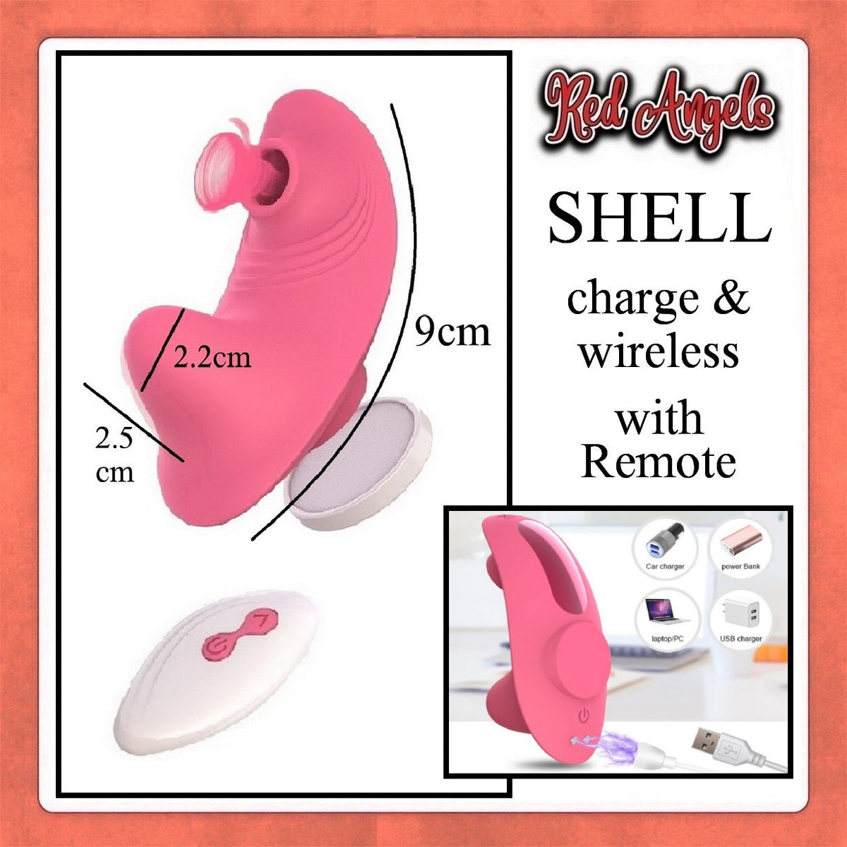 Pekalongan Red Angels Vibrator Shell Charge And Wireless With Remote Magnet
