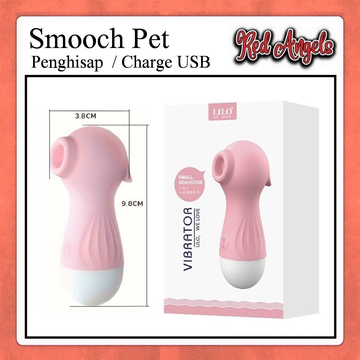 Red Angels Vibrator Smooch Pet Penghisap Charger USB