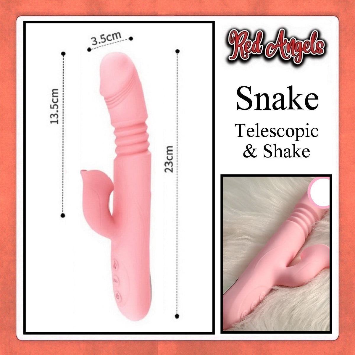 Pekalongan Red Angels Vibrator Telescopic And Shake Pink Snake