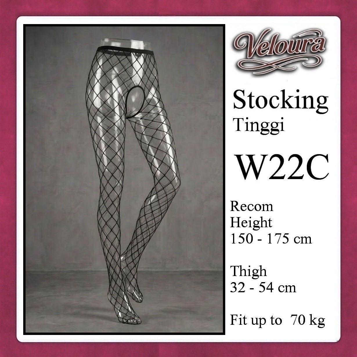 Pekalongan Veloura Stocking Sexy Tinggi Pinggang Lingerie Fish Net - W22