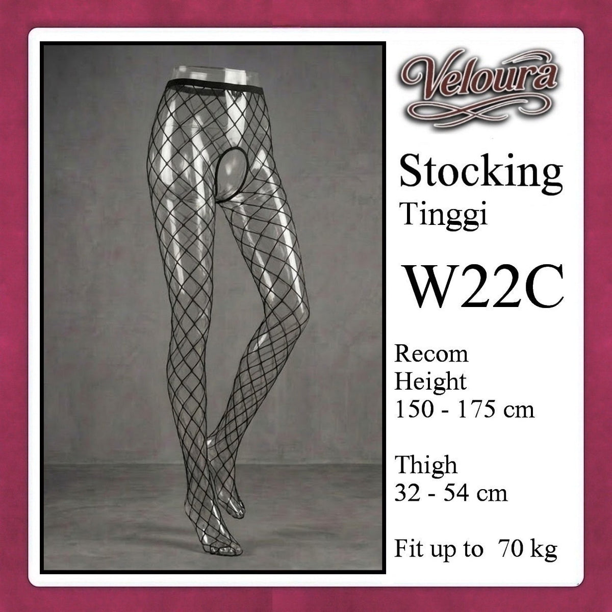 Pekalongan Veloura Stocking Sexy Tinggi Pinggang Lingerie Fish Net - W22