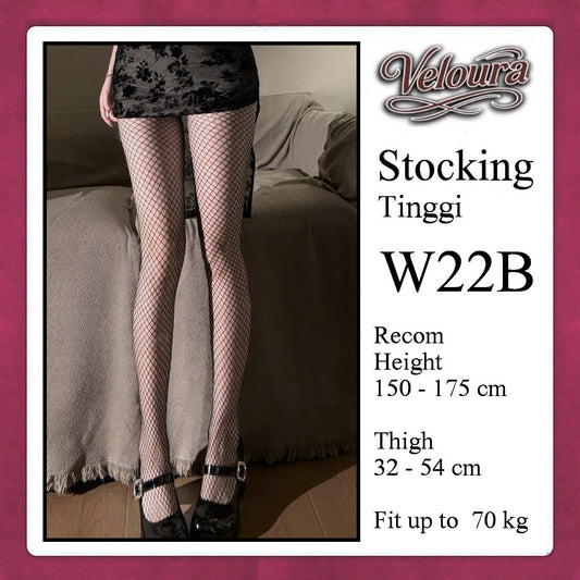 Pekalongan Veloura Stocking Sexy Tinggi Pinggang Lingerie Fish Net - W22