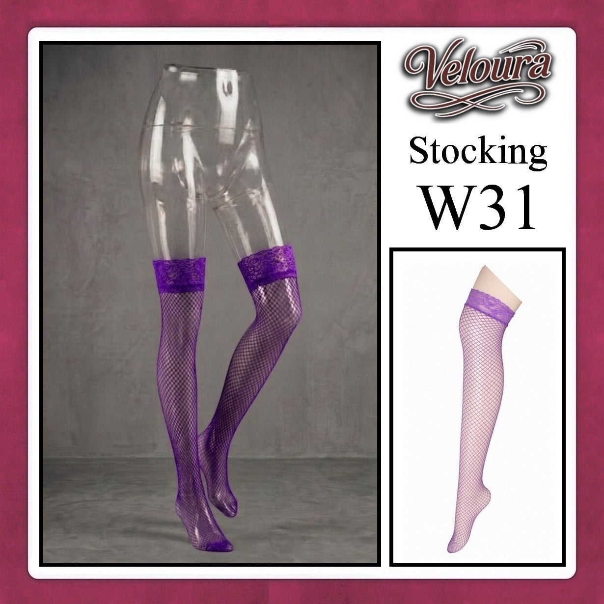 Pekalongan Veloura Stocking Sexy model Jala Renda Flower / Fish Net - W31