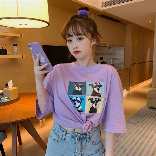 Pekanbaru Kaos Oversize Doggy Couple Teman Pacar T-shirt Oversize Puzzle Anjing Lucu Korean Style