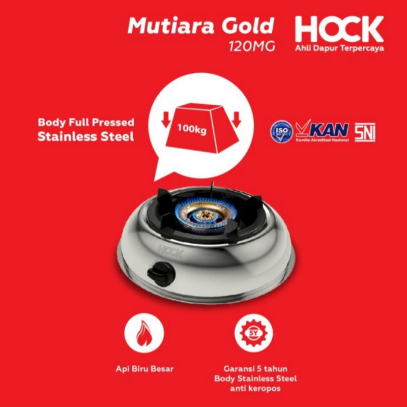 Pekanbaru Kompor Gas Hock 1 Tungku 120 Mg / 120Mg / Kgb 120 Mutiara Gold