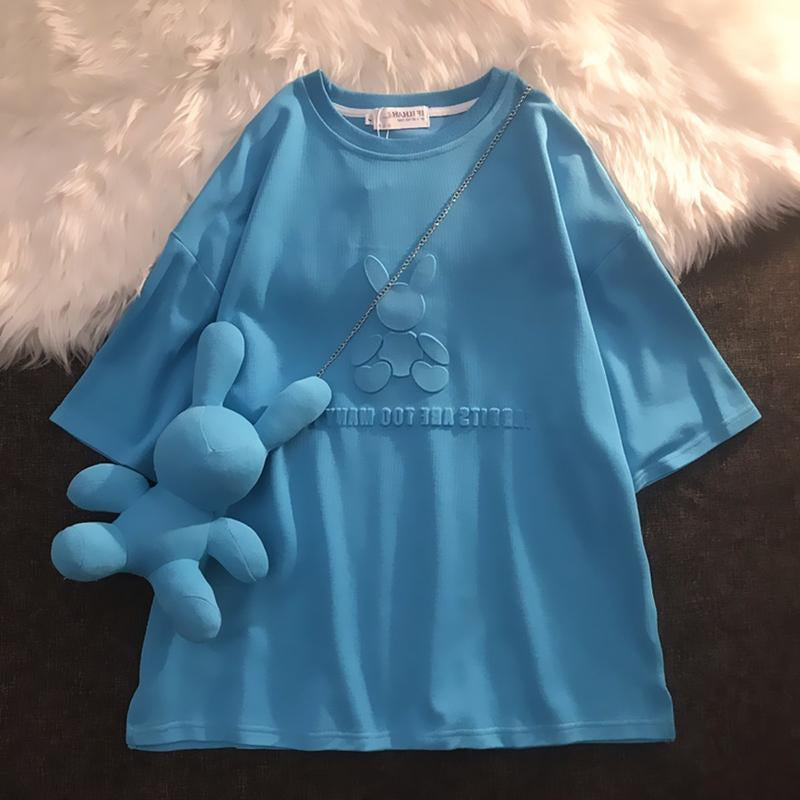Kaos Oversize Rabbit Tas T-shirt Berkualitas Kelinci Lucu Rabbits Are Too Many For Us Korean Style