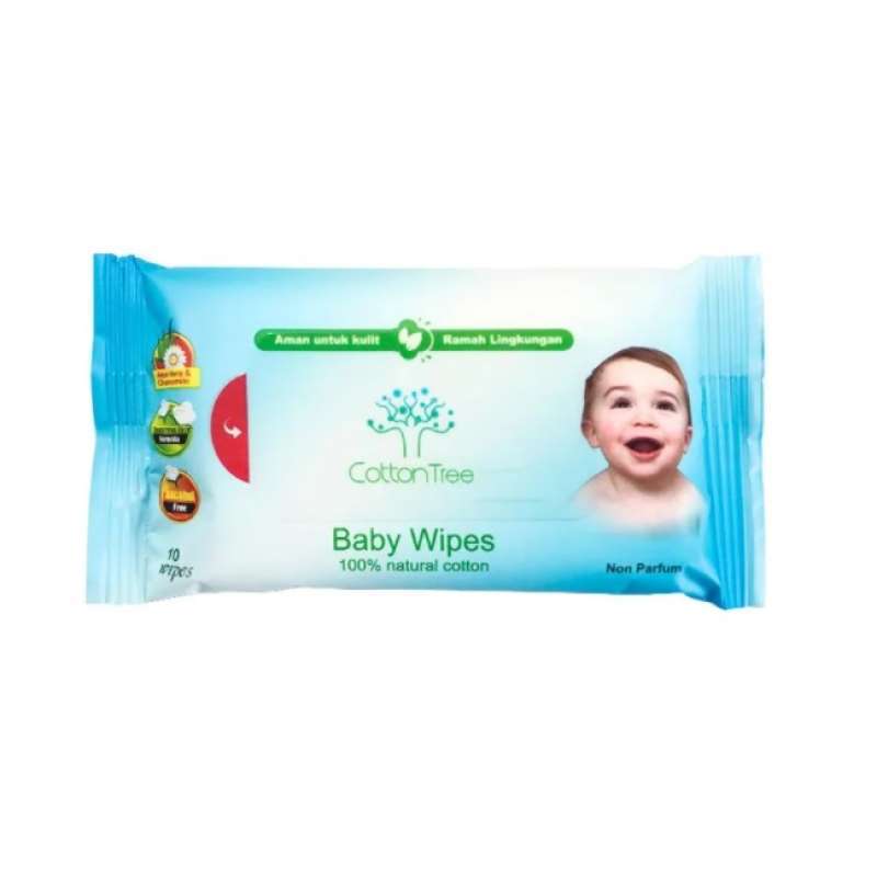 Pekanbaru Cotton Tree Baby Wipes Non Perfume 10'S