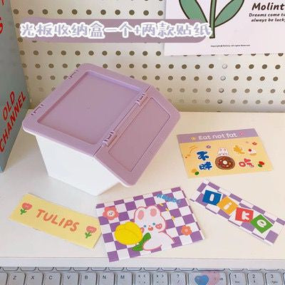 Tempat Penyimpanan Colorful Box Mini Aesthetic Serbaguna Tape Accessories Dengan Tutup Flip Lipat Stuff Organizer Stackable Stationary Kit