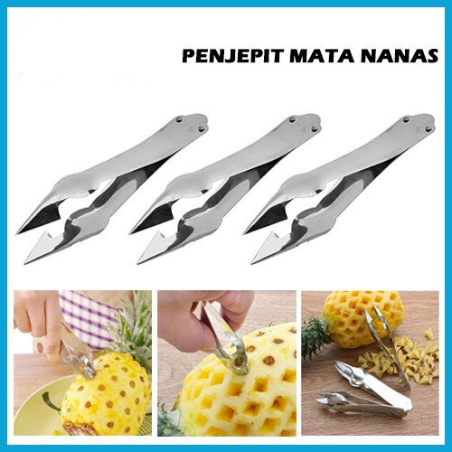 HR - Capitan Penjepit Mata Nanas Alat Pengupas Stainless Steel Pinset Kupas Buah Pencabut Pencapit Jepit