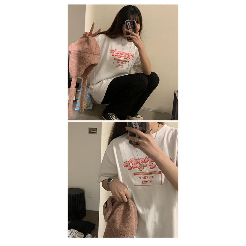 Kaos Oversize Friday Weekend Start T-shirt Unisex Model Korea Unik Korean Style
