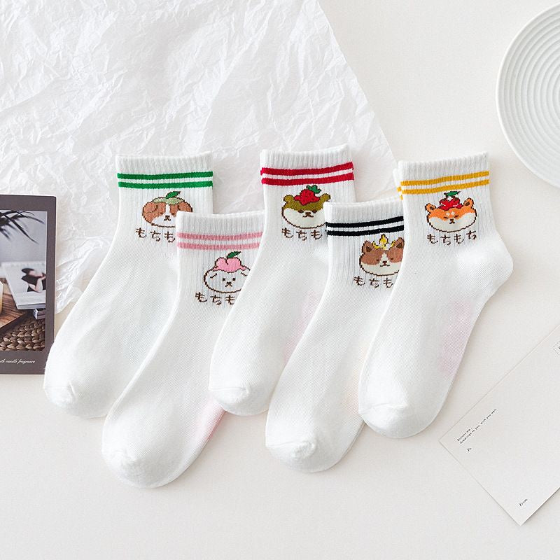Kaos Kaki Puppy Japanese Style Kaos Kaki Lucu Gemesh Kaos Kaki Putih Panjang Berkualitas Cute Puppy Women Socks Kaos Kaki Lembut Simple High Quality Colorful Sock Korean Style