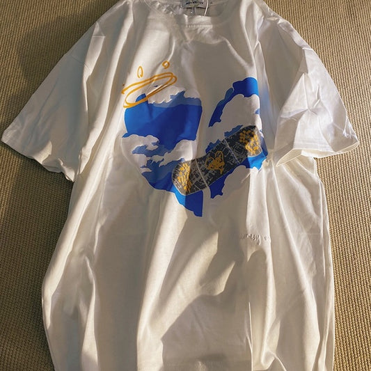 Pekanbaru Kaos Oversize Awan Love Plester Angel Malaikat Kaos Trending Hype Kaos Keren Berkualitas Korean Style