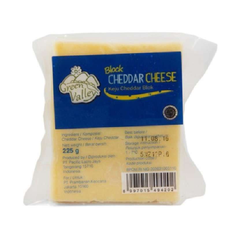 Pekanbaru Green Valley Block Cheddar Cheese 225Gr