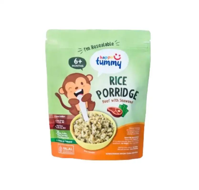 Pekanbaru Happy Tummy Rice Porridge Beef With Seaweed 100G