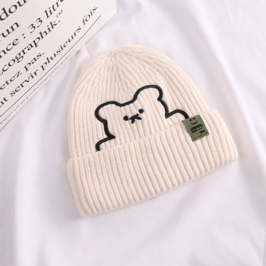 Pekanbaru Topi Knit Kupluk Beanie Hat Rajut Bahan Tebal Colorful Smooth Bahan Halus Lembut High Quality Bordir Motif Bear Lucu Unik Korean Style