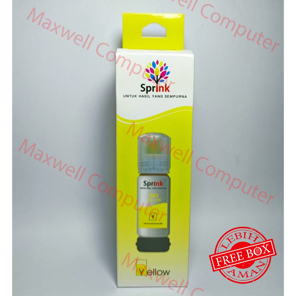 Pekanbaru Tinta Sprink For Epson 003 Yellow / Kuning -L1210 L1250 L1256 L3210 L3250 L3256 L5290 L1110 L3110 L3150 L5190