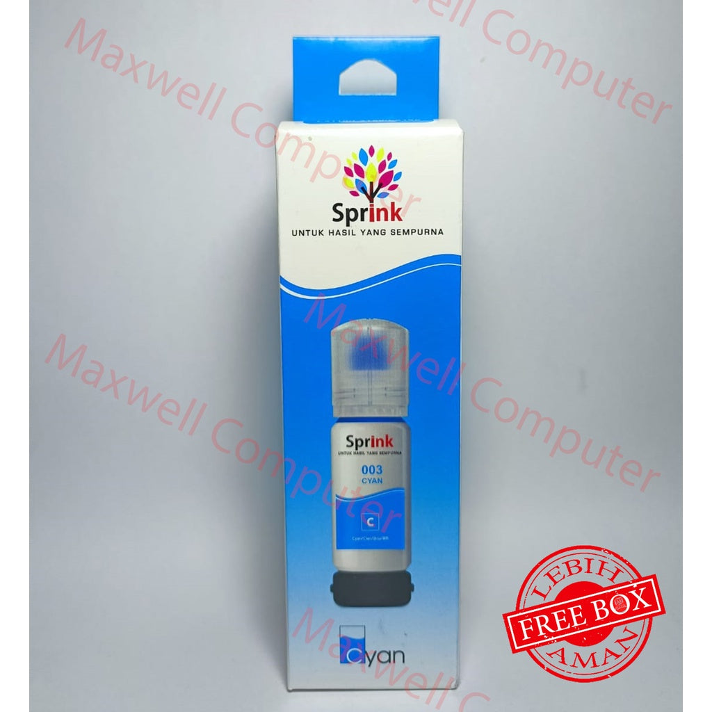 Pekanbaru Tinta Sprink For Epson 003 Cyan / Biru -L1210 L1250 L1256 L3210 L3250 L3256 L5290 L1110 L3110 L3150 L5190
