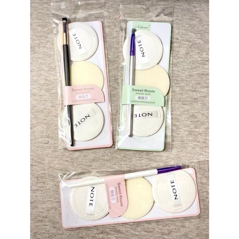 Pekanbaru 0Sponge Bedak 3Pcs + Brush / Sponge Make Up Set Beauty Tools