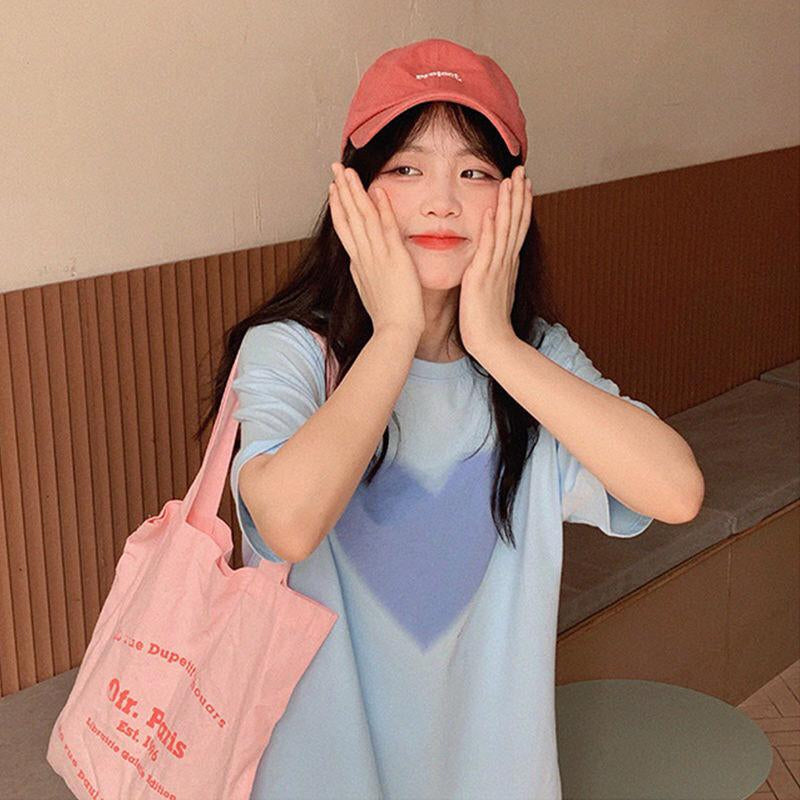 Kaos Oversize Love Hati Pretty Girl T-shirt Motif Cinta Polos Aesthetic Semi Gradasi Shadow Couple Unisex Korean Style