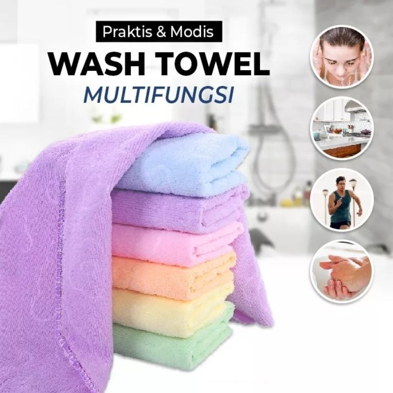 Pekanbaru Handuk Wash Towel Praktis & Modis Multifungsi Lembut Berbulu Cepat Meresap