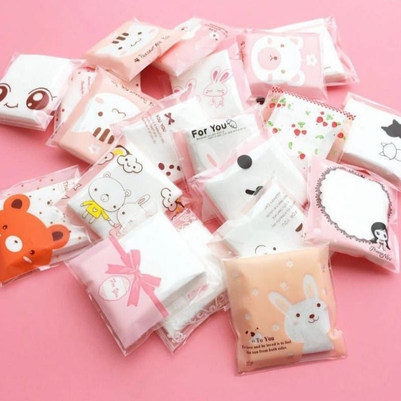 Kapas Toner Isi 25 Pcs Karakter Kartun Kapas Wajah Tipis Pembersih Muka