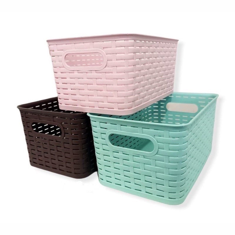 HR- KONTAINER PLASTIK SERBAGUNA BASKET KERANJANG PENYIMPANAN STATIONARY BOX AKSESORIES KERANJANG WARNA TRAY RUMAH TANGGA
