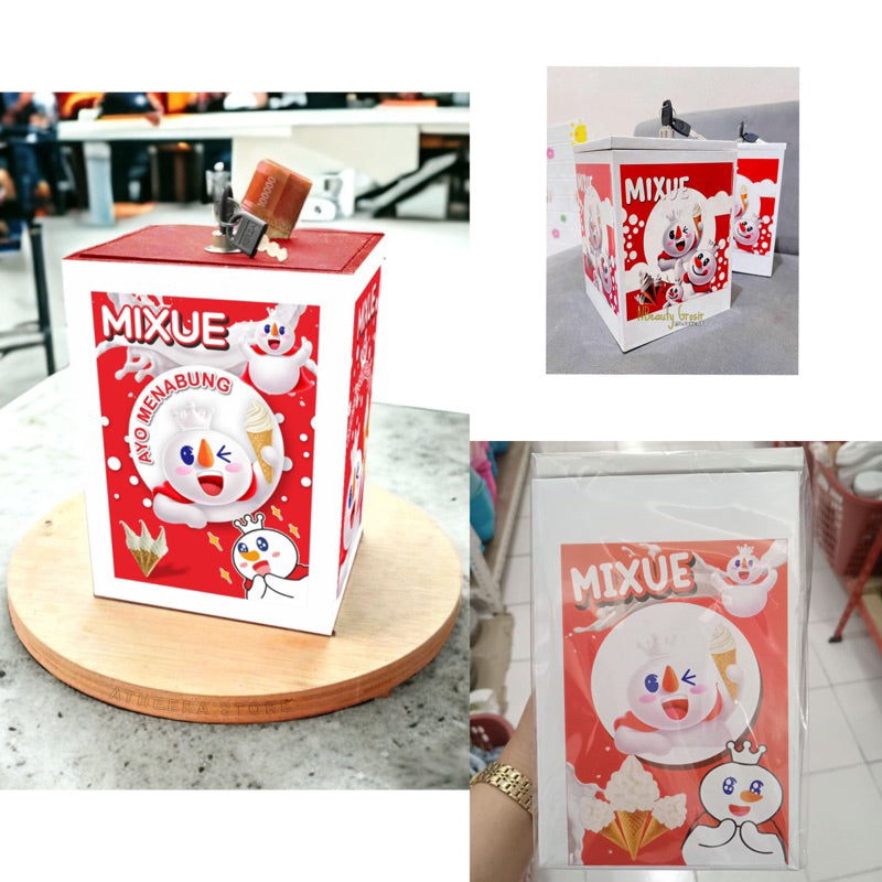 Celengan Mixue Celengan Viral free 2 Kunci Celengan Mixue Kayu