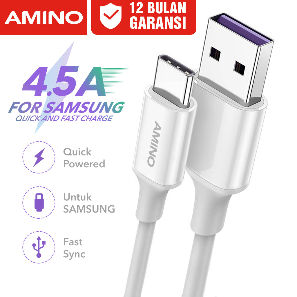 Kabel Data Charger Untuk Samsung 4.5A Type C Cable USB C Original AMINO Cable Data Fast Charging Quick Charger 1M SU45