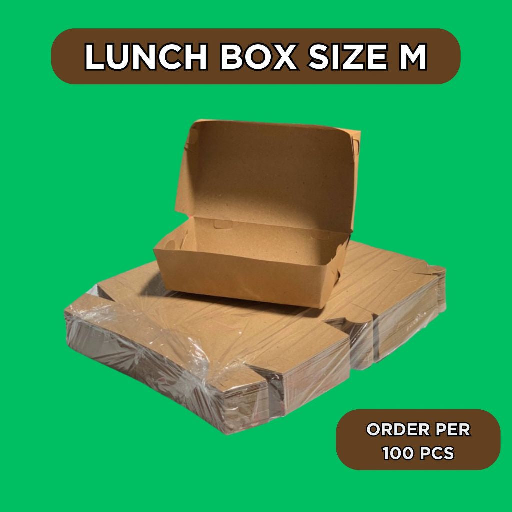 Paper Lunch Box Kraft M Kemasan Makanan Ayam Geprek Mie Nasi Goreng Laminasi Food Grade