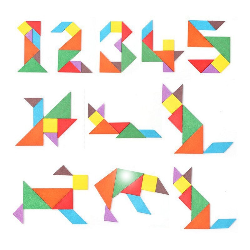 Puzzle Tangram Mini 11Cmx 11CM - Puzle Kayu Mainan Edukasi Anak Balok Edukatif tektris