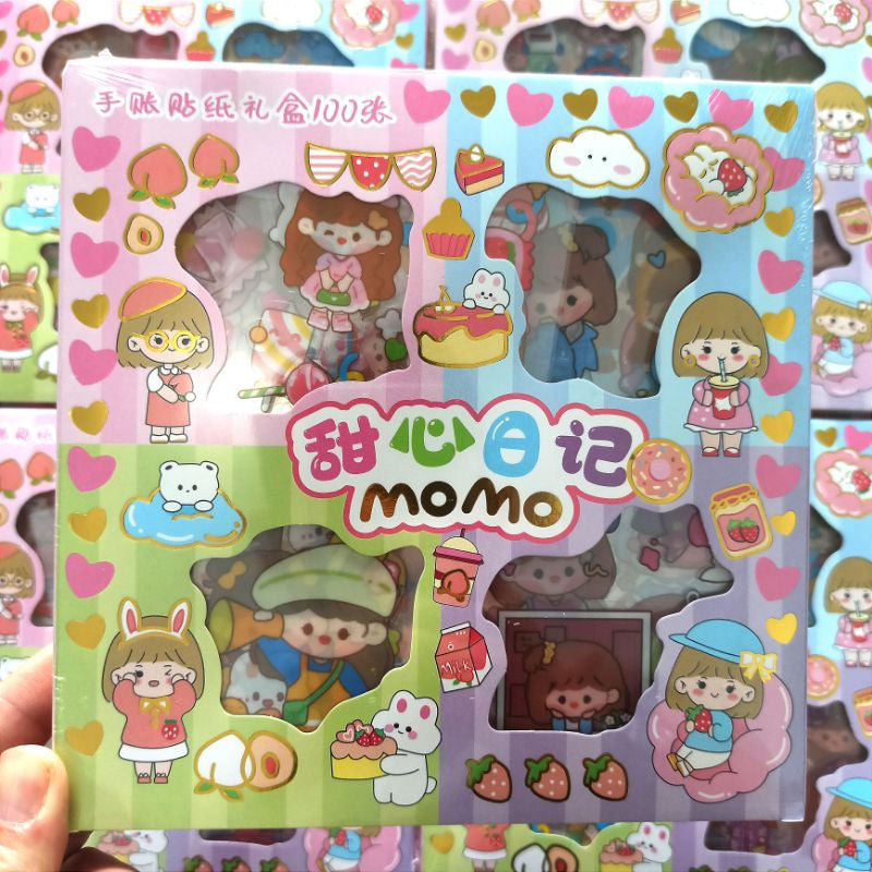RANDOM 4 WARNA STIKER MOMO KOTAK 100 Lembar MOMO RAINBOW