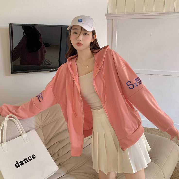 Jacket Zipper Oversize Polos Sz Hoodie Resleting Bordir Martin Designed Drawings Incharcoal and Cray Hitam Orange Putih Jaket Berkualitas Simple Elegan Plain Korean Style
