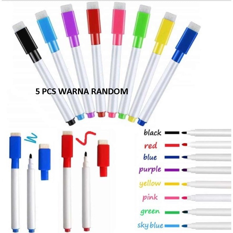 5 Pcs Spidol Warna Warni Bisa Dihapus Whiteboard Wipe Clean Whiteboard Marker Anak Anak Spidol