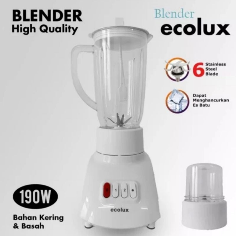 Pekanbaru Blender Ecolux High Quality 2In1 ( Plastik )