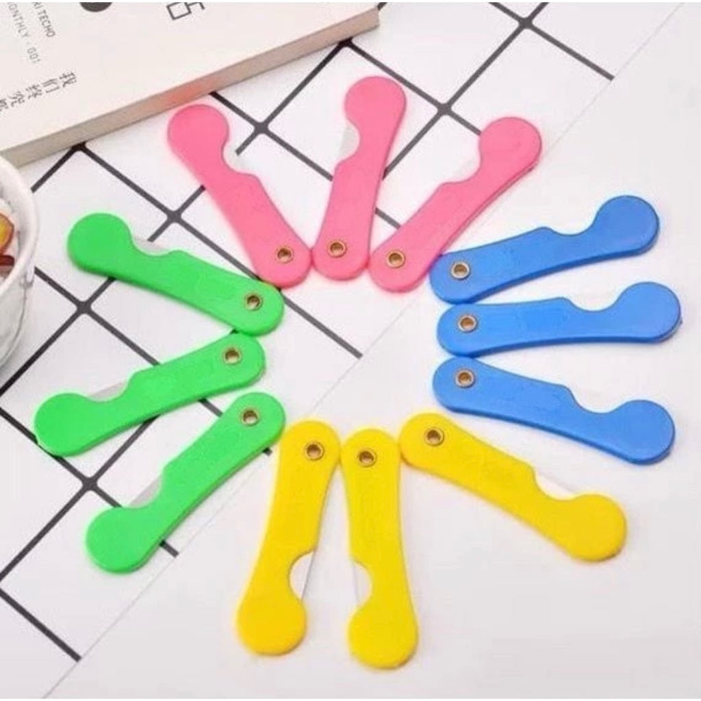 HR-Pisau Lipat Mini Warna Cutter / Foldable Knife / Pisau Alat Bantu Potong Bumbu Masakan / Pisau Iris Bumbu Makanan Kitchen / Alat Bantu Potong Kertas Plastik Perlengkapan ATK Sekolah Kater Kecil Untuk Unboxing Paket