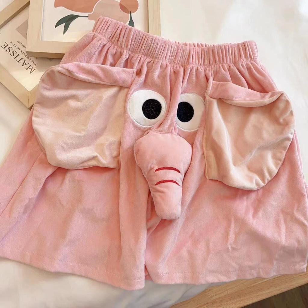 Celana Pendek Motif Gajah Lucu Belalai Bunyi Dumbo Unik Couple Piyama Tidur Celana Gajah Short Pants Daily Pink Biru Unisex