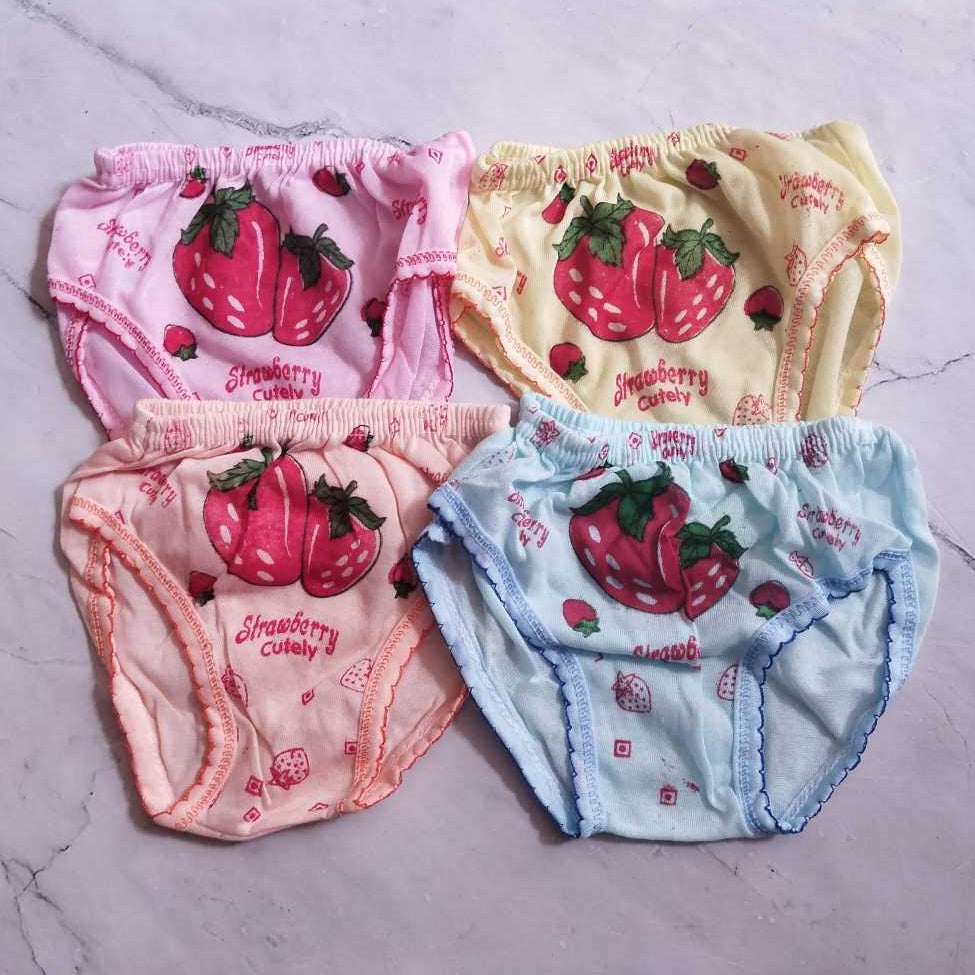 Celana dalam anak perempuan bahan kaos lembut motif polkadot Celana dalam anak perempuan strawberry