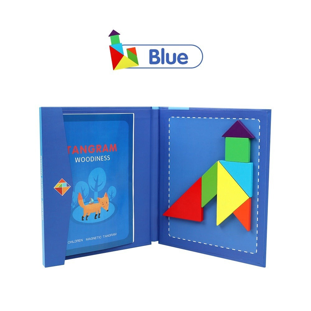 BUKU Puzzle Tangram Mainan Edukasi Anak Montessori Puzzle Tangram Magnetik