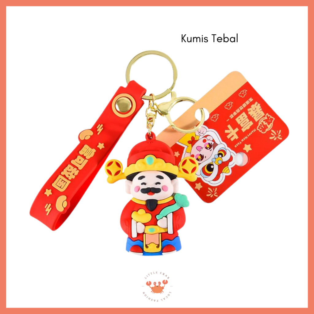 Gantungan Kunci Cai Shen Ye Dewa Keberuntungan Keychain Lucu Unik Mobil Motor Kunci Rumah