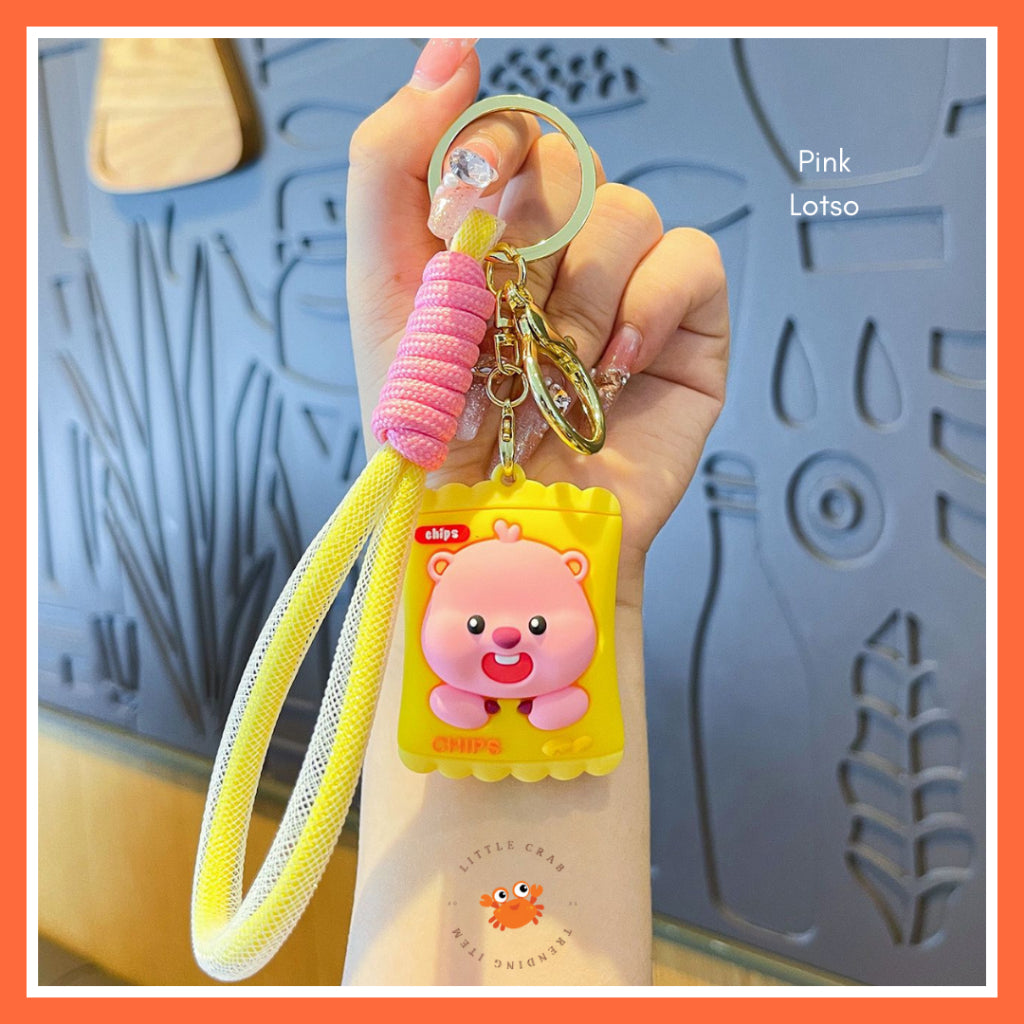 Gantungan Kunci Snack Butter Bear Loopy Lays Hijau Kuning Keychain Gemoy Aesthetic