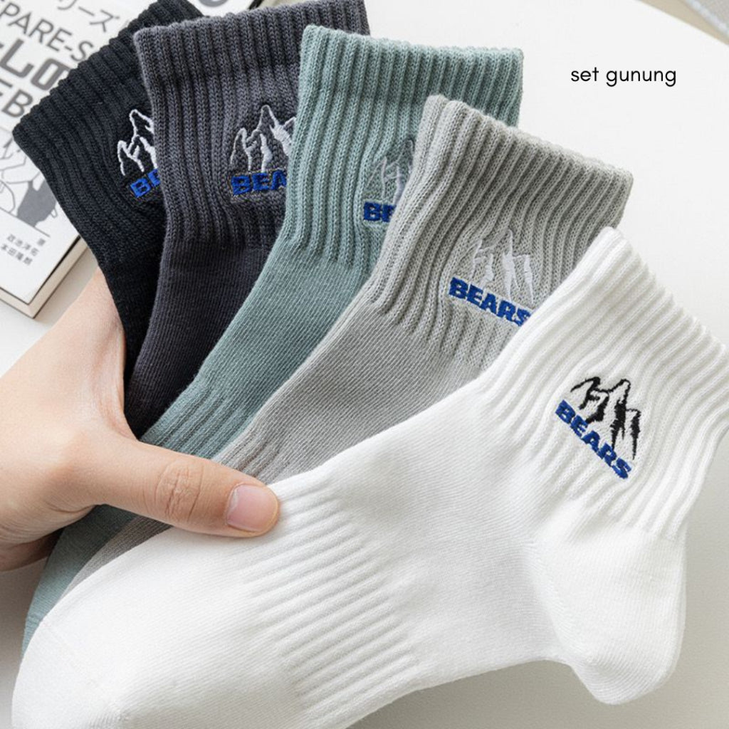 Kaos Kaki Pendek Motif Gunung Bears High Quality Socks Unisex Simple