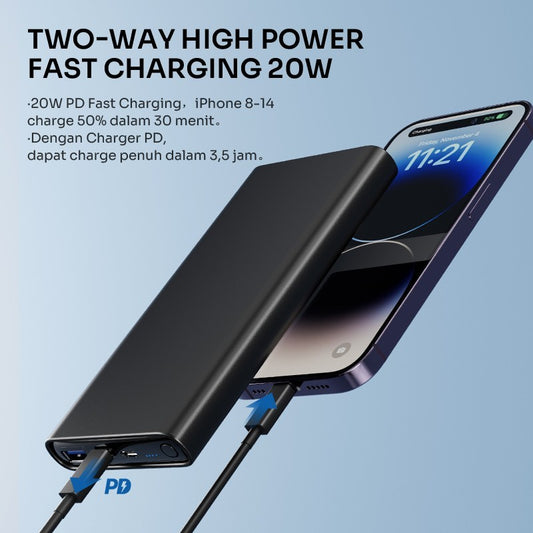 Pekanbaru Robot Power Bank Rt11 10000Mah 20W Pd Qc 3.0 Fast Charge Android / Iphone